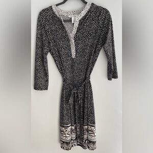 White House Black Market Black and White Long Sleeve Dress